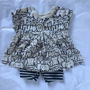 Hanna Andersson Black and White Animal Print Tunic Top and Shorts